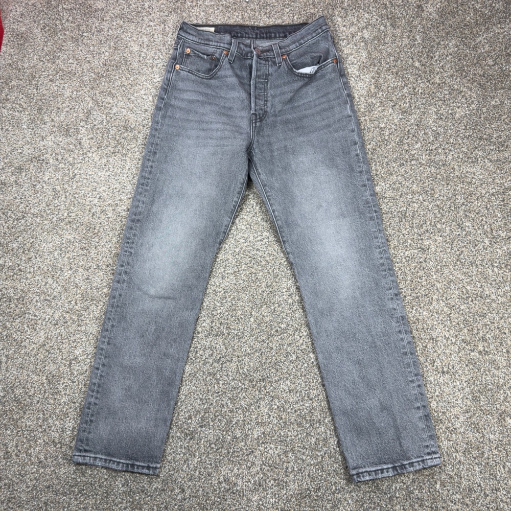 Levis Premium 501 Original Gray Straight Leg High Rise Button Fly Jeans Womens